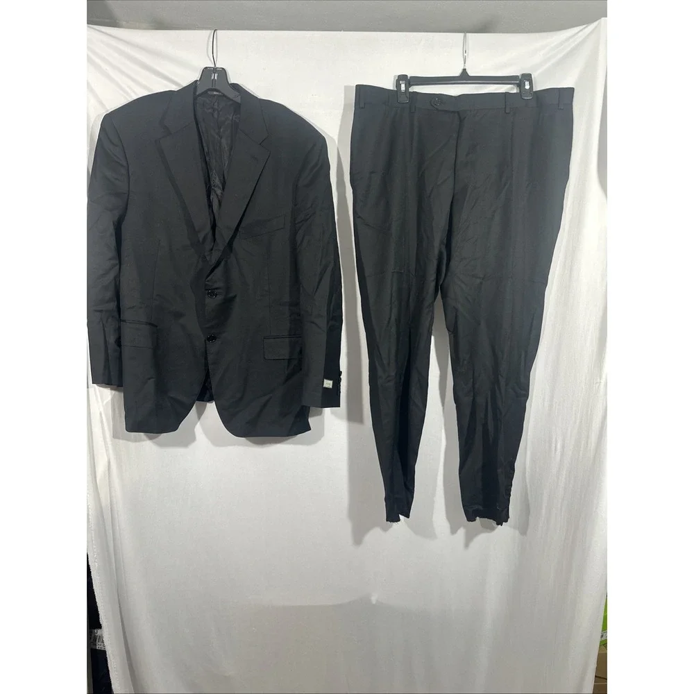 NEW $2295 Canali [ 56C 38 ]‎ 2 Piece Solid Wool Suit Set in Black #J2174